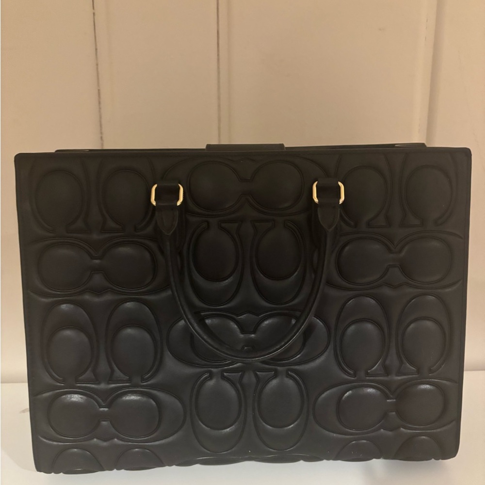 Coach Maggie Large Black Embossed Tote CY672 - Picture 4 of 4